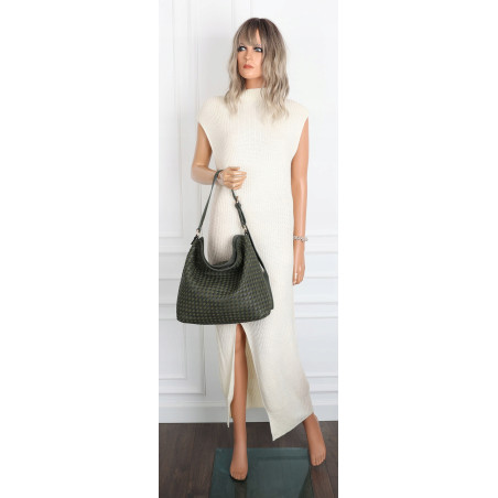 Torebka damska Tommasini shopper worek pleciona na ramię torba 3899 Zielona