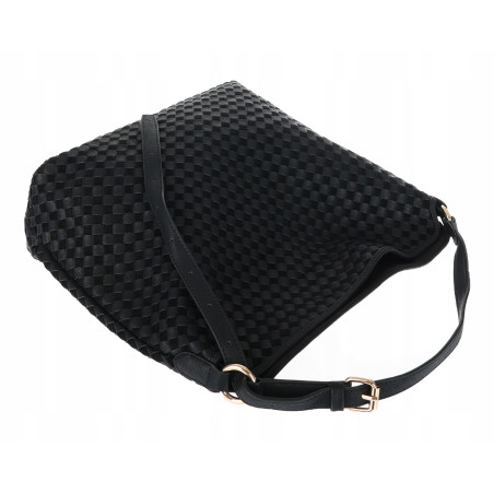 Torebka damska Tommasini shopper worek A4 pleciona na ramię 3899 Czarna