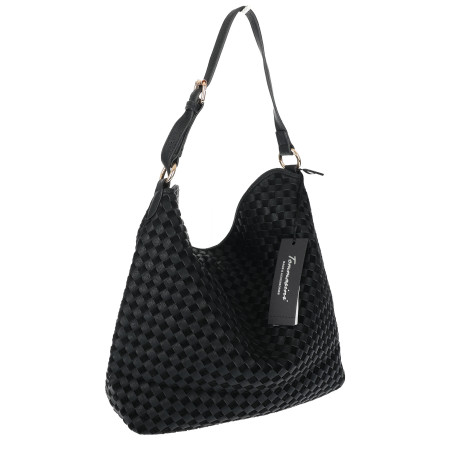 Torebka damska Tommasini shopper worek A4 pleciona na ramię 3899 Czarna
