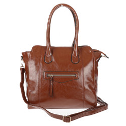 Torebka Damska shopper Teczka torba na ramię duża A4 pojemna AM616 Brązowa