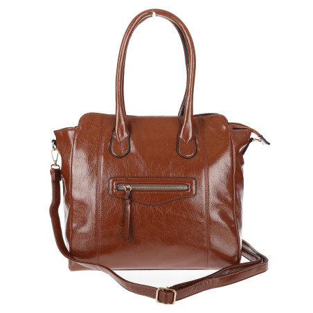 Torebka Damska shopper Teczka torba na ramię duża A4 pojemna AM616 Brązowa