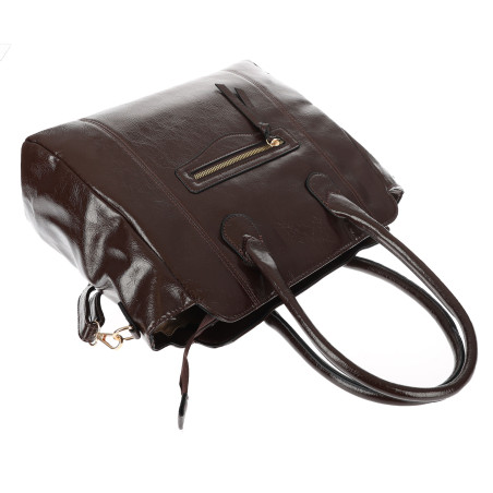 Torebka Damska shopper Teczka torba na ramię duża pojemna AM616 Czekoladowa