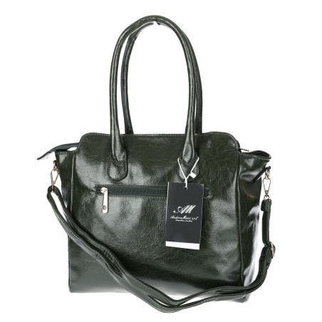 Torebka Damska shopper Teczka torba na ramię duża A4 pojemna AM616 Zielona