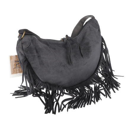 Torebka damska Zamszowa Frędzle Shopper Worek Torba na Ramię L6353 Szara