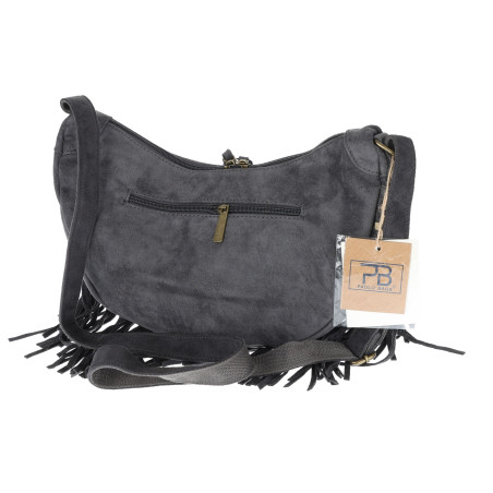 Torebka damska Zamszowa Frędzle Shopper Worek Torba na Ramię L6353 Szara