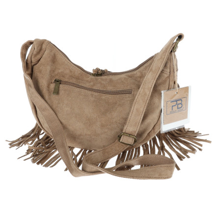 Torebka damska Zamszowa Frędzle Shopper Worek Torba na Ramię L6353 Beżowa