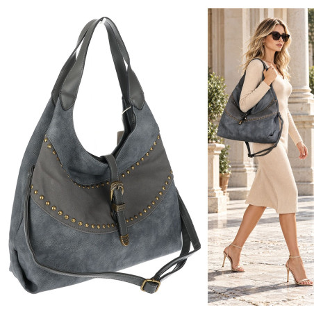 Torebka damska do ręki shopper worek torba na ramię listonoszka D530 Szara