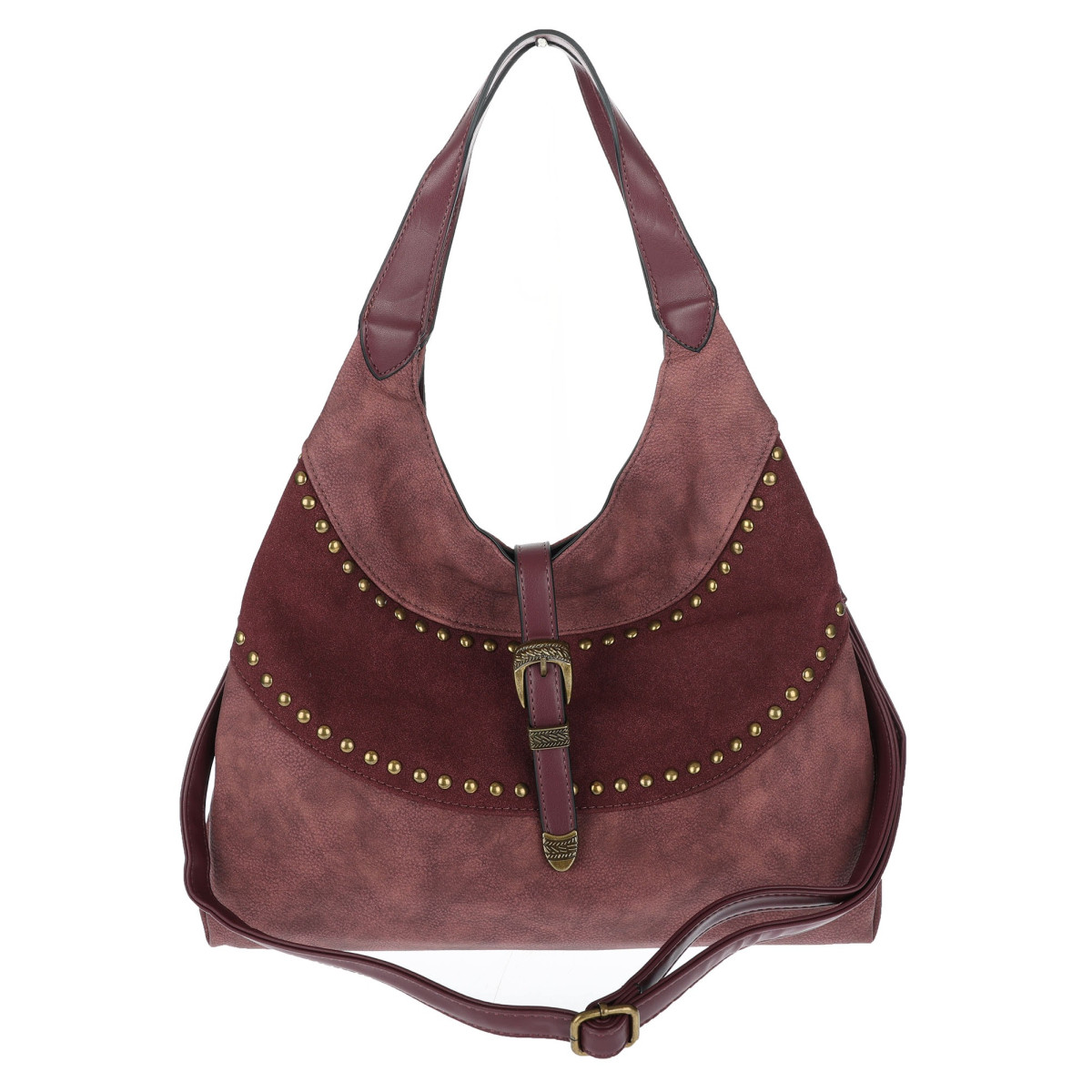 Torebka damska modna shopper worek torba na ramię listonoszka D530 Bordowa