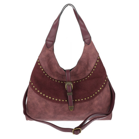 Torebka damska modna shopper worek torba na ramię listonoszka D530 Bordowa