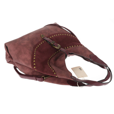 Torebka damska modna shopper worek torba na ramię listonoszka D530 Bordowa