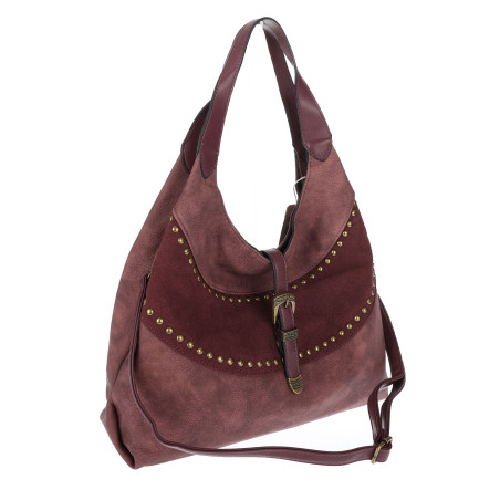 Torebka damska modna shopper worek torba na ramię listonoszka D530 Bordowa