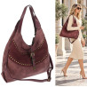 Torebka damska modna shopper worek torba na ramię listonoszka D530 Bordowa