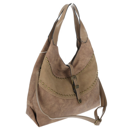 Torebka damska pojemna shopper worek torba na ramię listonoszka D530 Beżowa