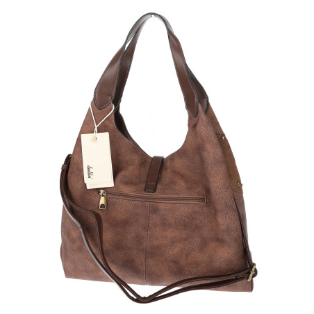 Torebka damska miejska shopper worek na ramię listonoszka D530 Czekoladowa