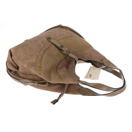 Torebka damska pojemna shopper worek torba na ramię listonoszka D530 Beżowa