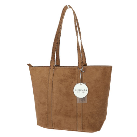 Torebka Damska zamszowa shopper duża pojemna na ramię torba DB191 Brązowa