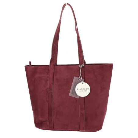 Torebka Damska zamszowa shopper duża pojemna na ramię torba DB191 Bordowa