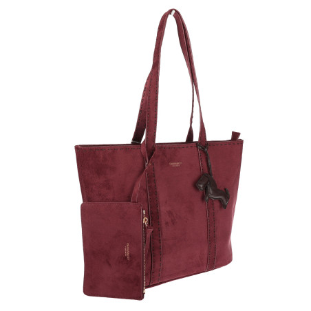 Torebka Damska zamszowa shopper duża pojemna na ramię torba DB191 Bordowa