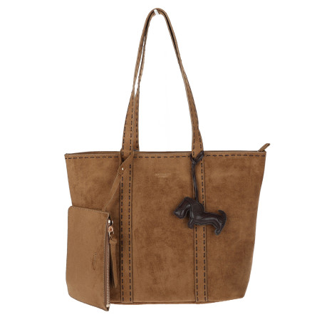 Torebka Damska zamszowa shopper duża pojemna na ramię torba DB191 Brązowa