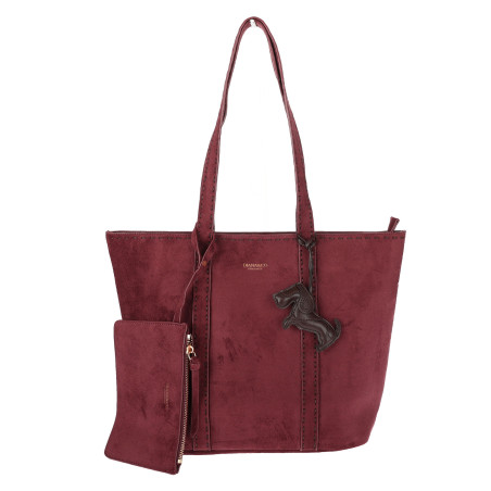 Torebka Damska zamszowa shopper duża pojemna na ramię torba DB191 Bordowa