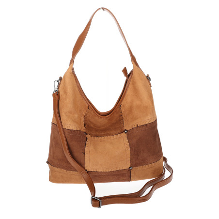 Torebka Damska zamszowa shopper listonoszka worek modna torba DC558 Brązowa