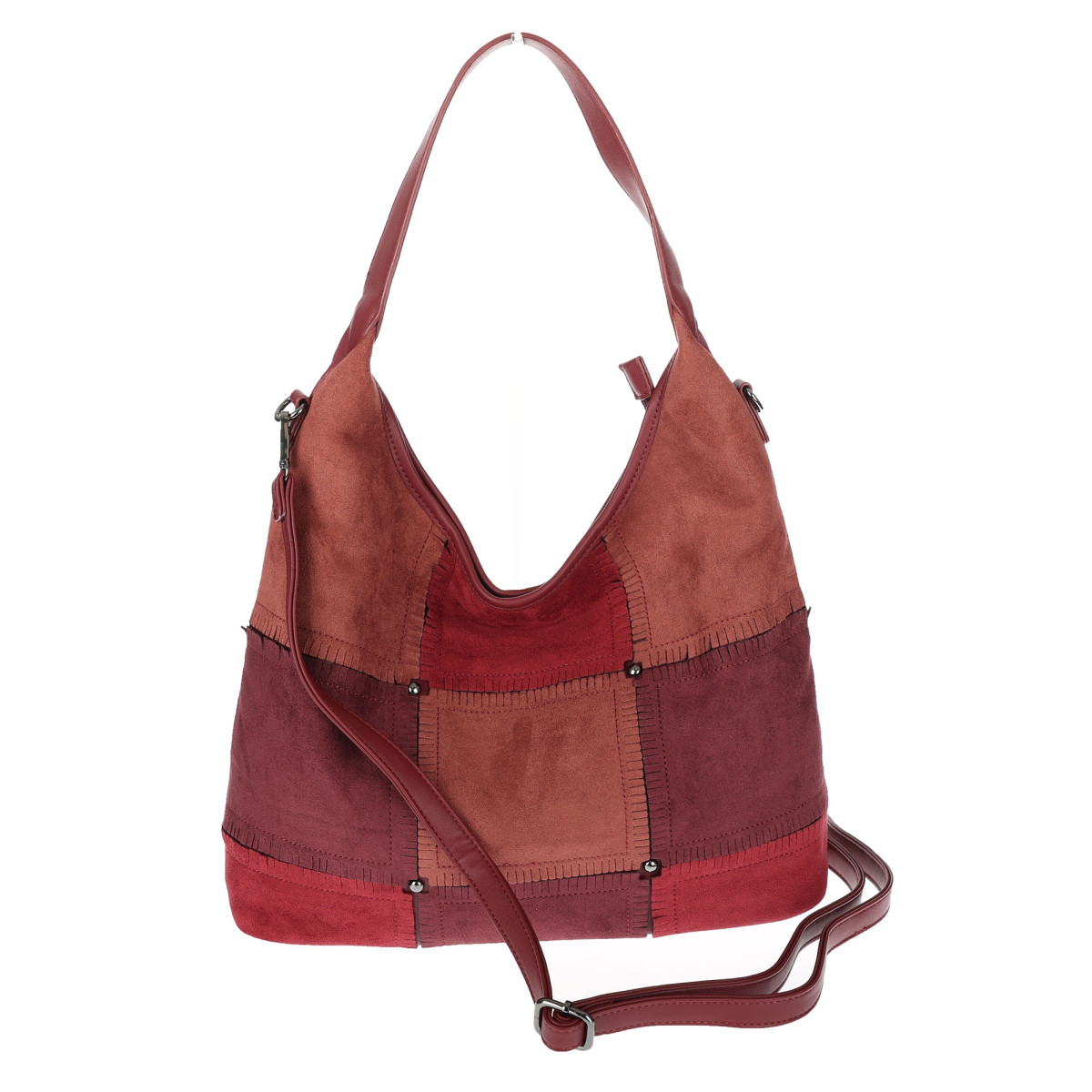 Torebka Damska zamszowa shopper listonoszka modna lekka torba DC558 Bordowa