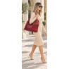 Torebka Damska zamszowa shopper listonoszka modna lekka torba DC558 Bordowa
