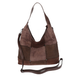 Torebka Damska zamszowa shopper listonoszka modna torba DC558 Czekoladowa