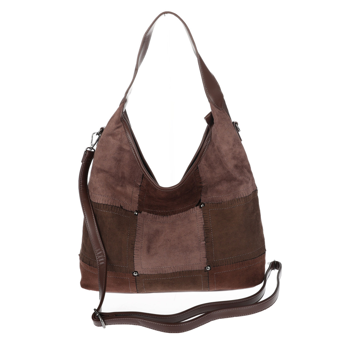 Torebka Damska zamszowa shopper listonoszka modna torba DC558 Czekoladowa