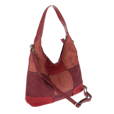 Torebka Damska zamszowa shopper listonoszka modna lekka torba DC558 Bordowa