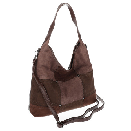 Torebka Damska zamszowa shopper listonoszka modna torba DC558 Czekoladowa