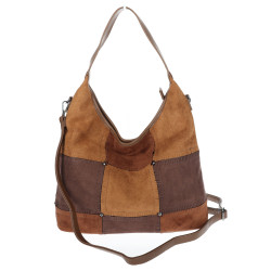 Torebka Damska zamszowa shopper listonoszka modna torba DC558 C. Brązowa