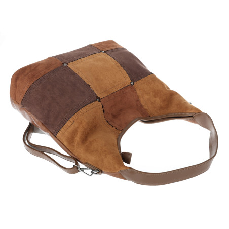 Torebka Damska zamszowa shopper listonoszka modna torba DC558 C. Brązowa