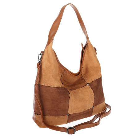 Torebka Damska zamszowa shopper listonoszka worek modna torba DC558 Brązowa