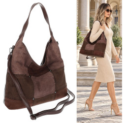 Torebka Damska zamszowa shopper listonoszka modna torba DC558 Czekoladowa