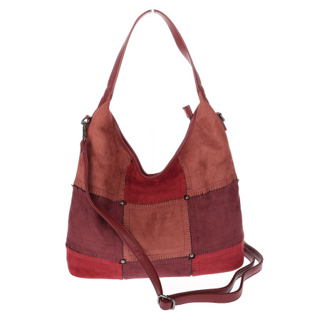 Torebka Damska zamszowa shopper listonoszka modna lekka torba DC558 Bordowa