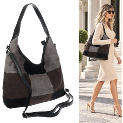 Torebka Damska zamszowa shopper listonoszka modna lekka torba DC558 Czarna