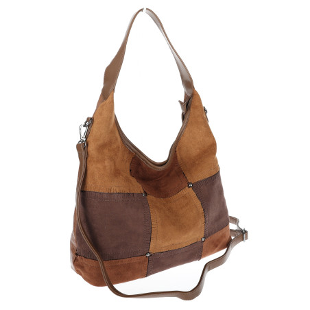 Torebka Damska zamszowa shopper listonoszka modna torba DC558 C. Brązowa