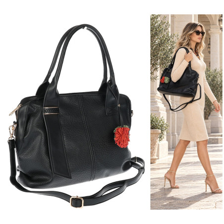 Torebka Damska shopper Teczka torba na ramię duża pojemna MC801 Czarna