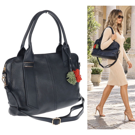 Torebka Damska shopper Teczka torba na ramię duża pojemna MC801 Granatowa