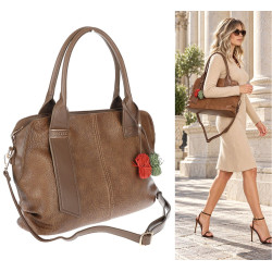 Torebka Damska shopper Teczka torba na ramię duża pojemna MC801 Beżowa
