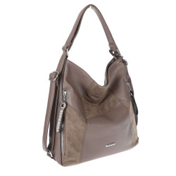 Torebka Damska Plecak Shopper na Ramię 2w1 Worek Pojemna SR009 Mud Beżowa