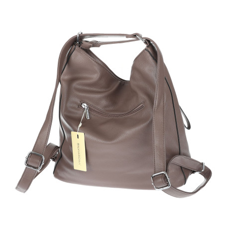 Torebka Damska Plecak Shopper na Ramię 2w1 Worek Pojemna SR009 Mud Beżowa