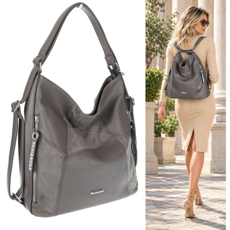Torebka Damska Plecak Shopper na Ramię Torba 2w1 Worek Pojemna SR009 Taupe
