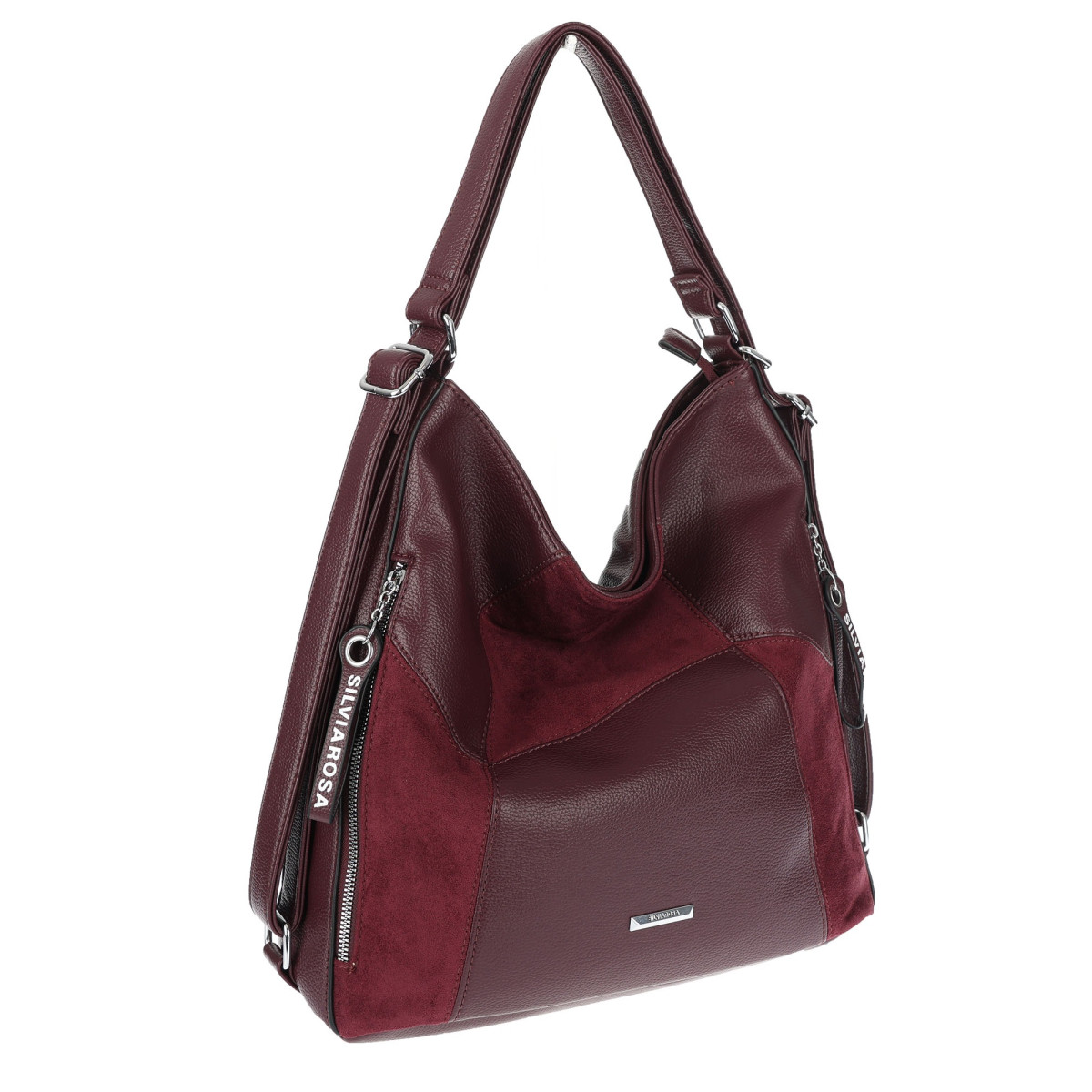 Torebka Damska Plecak Shopper na Ramię Lekka Torba 2w1 Worek SR009 Bordowa