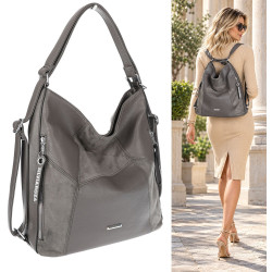 Torebka Damska Plecak Shopper na Ramię Torba 2w1 Worek Pojemna SR009 Taupe