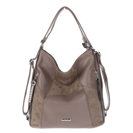 Torebka Damska Plecak Shopper na Ramię 2w1 Worek Pojemna SR009 Mud Beżowa