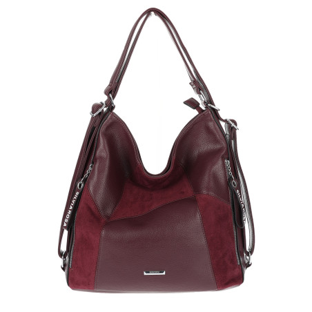 Torebka Damska Plecak Shopper na Ramię Lekka Torba 2w1 Worek SR009 Bordowa