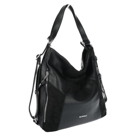 Torebka Damska Plecak Shopper na Ramię Torba 2w1 Worek Pojemna SR009 Czarna