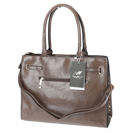 Torebka Damska shopper Teczka torba na ramię duża pojemna AM612 Beżowa